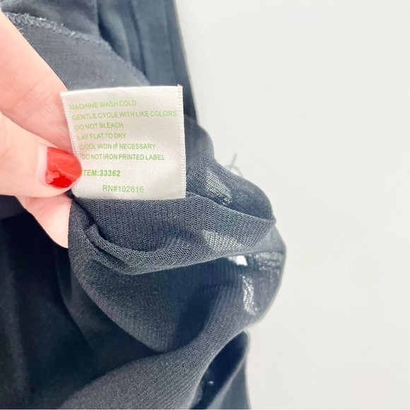 Garnet Hill Knit Black Jersey Style Faux Wrap Comfy Neutral Minimal Dress Sz 6 - Picture 3 of 10